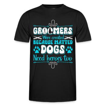 Dog Puppy Pet Care Job Salon - Men's Functional T-Shirt - black - Front - AI Model Male 178 dark (178cm)