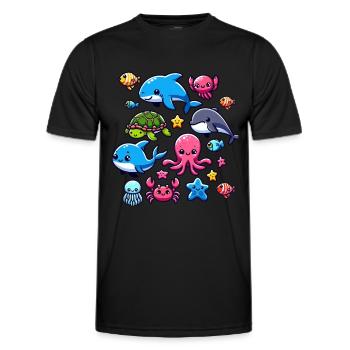 Créatures marines colorées pour les enfants Créatures marines - T-shirt sport Homme - noir - Devant - AI Model Male 178 dark (178cm)