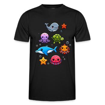 Créatures marines colorées pour les enfants Créatures marines - T-shirt sport Homme - noir - Devant - AI Model Male 178 dark (178cm)