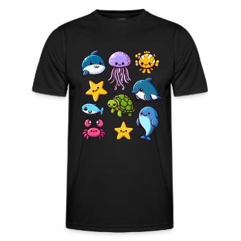 Créatures marines colorées pour les enfants Créatures marines - T-shirt sport Homme - noir - Devant - AI Model Male 178 dark (178cm)