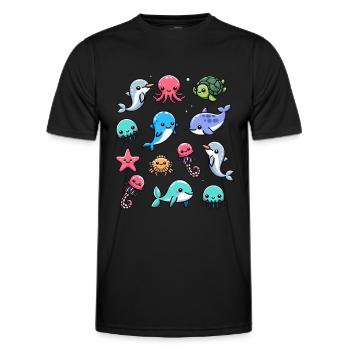 Créatures marines colorées pour les enfants Créatures marines - T-shirt sport Homme - noir - Devant - AI Model Male 178 dark (178cm)
