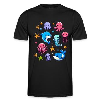 Créatures marines colorées pour les enfants Créatures marines - T-shirt sport Homme - noir - Devant - AI Model Male 178 dark (178cm)