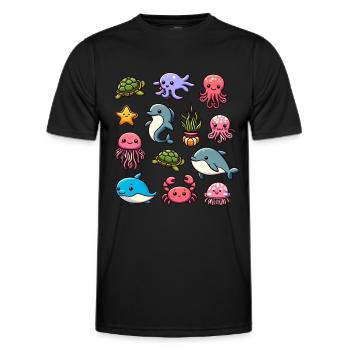 Créatures marines colorées pour les enfants Créatures marines - T-shirt sport Homme - noir - Devant - AI Model Male 178 dark (178cm)