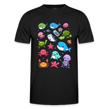 Créatures marines colorées pour les enfants Créatures marines - T-shirt sport Homme - noir - Devant - AI Model Male 178 dark (178cm)