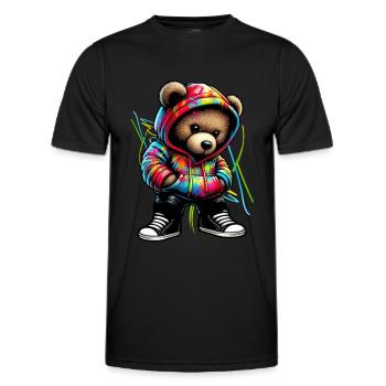 Hip Hop Teddybär Bunte Urban Rap Music - Männer Funktions-T-Shirt - Schwarz - Vorne - AI Model Male 178 dark (178cm)