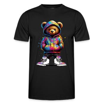 Hip Hop Ours en peluche Coloré Musique rap urbaine - T-shirt sport Homme - noir - Devant - AI Model Male 178 dark (178cm)
