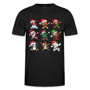 Dabbing Santa Elf Christmas Dance Squad Trendy - Men's Functional T-Shirt - black - Front - AI Model Male 178 dark (178cm)