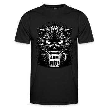 Um, Nope, Cat, Funny, Sarcastic, Tea, Coffee - Men's Functional T-Shirt - black - Front - AI Model Male 178 dark (178cm)