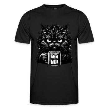 Um, Nope, Cat, Funny, Sarcastic, Tea, Coffee - Men's Functional T-Shirt - black - Front - AI Model Male 178 dark (178cm)