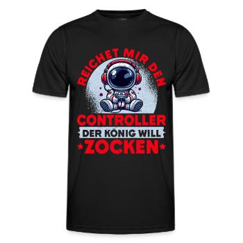 Reichet Mir Den Controller Der König Will Zocken - Männer Funktions-T-Shirt - Schwarz - Vorne - AI Model Male 178 dark (178cm)