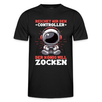 Reichet Mir Den Controller Der König Will Zocken - Männer Funktions-T-Shirt - Schwarz - Vorne - AI Model Male 178 dark (178cm)