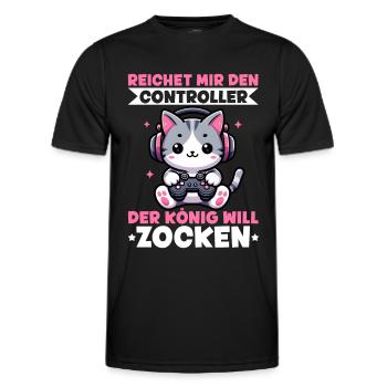 Il me tend la manette que le roi veut jouer - T-shirt sport Homme - noir - Devant - AI Model Male 178 dark (178cm)