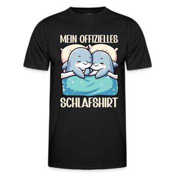 Official Sleep Shirt Dolphin Pajamas - Men's Functional T-Shirt - black - Front - AI Model Male 178 dark (178cm)