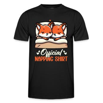 Official Sleeper Fox Cute Funny Lazy - Men's Functional T-Shirt - black - Front - AI Model Male 178 dark (178cm)