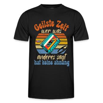 Kassetten Player Mixtape Musik 80er Vintage - Männer Funktions-T-Shirt - Schwarz - Vorne - AI Model Male 178 dark (178cm)