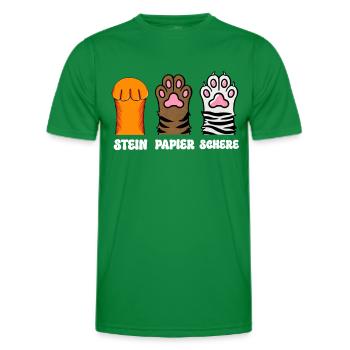 Cat Stone Paper Scissors Paw Game Funny - Men's Functional T-Shirt - kelly green - Front - AI Model Male 178 dark (178cm)