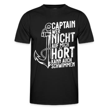 Capitaine à voile Dire bateau Voilier Capitaine - T-shirt sport Homme - noir - Devant - AI Model Male 178 dark (178cm)