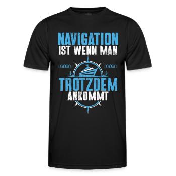 Capitaine à voile Dire bateau Voilier Capitaine - T-shirt sport Homme - noir - Devant - AI Model Male 178 dark (178cm)