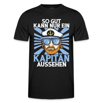 Capitaine à voile Dire bateau Voilier Capitaine - T-shirt sport Homme - noir - Devant - AI Model Male 178 dark (178cm)