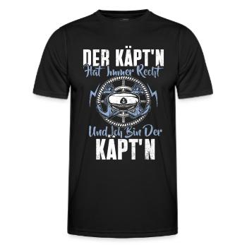 Capitaine à voile Dire bateau Voilier Capitaine - T-shirt sport Homme - noir - Devant - AI Model Male 178 dark (178cm)