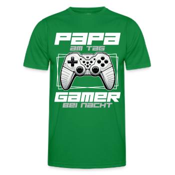 Gamer Papa Vater Gaming Liebhaber Videospieler PC - Männer Funktions-T-Shirt - Kelly Green - Vorne - AI Model Male 178 dark (178cm)