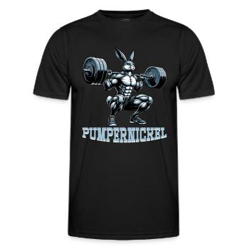 Pumpernickel-Kaninchen Fitnesstrainer Bodybuilder - Männer Funktions-T-Shirt - Schwarz - Vorne - AI Model Male 178 dark (178cm)