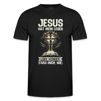 Service d’adoration des croyants catholiques chrétiens de Jésus - T-shirt sport Homme - noir - Devant - AI Model Male 178 dark (178cm)
