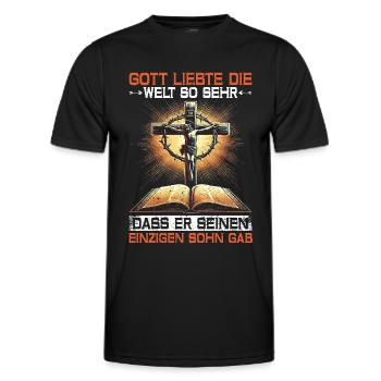 Service d’adoration des croyants catholiques chrétiens de Jésus - T-shirt sport Homme - noir - Devant - AI Model Male 178 dark (178cm)