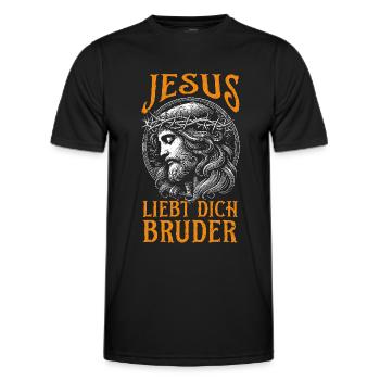 Service d’adoration des croyants catholiques chrétiens de Jésus - T-shirt sport Homme - noir - Devant - AI Model Male 178 dark (178cm)
