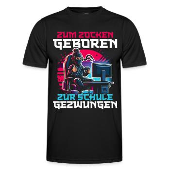 Zum Zocken geboren zur Schule gezwungen Ninja - Männer Funktions-T-Shirt - Schwarz - Vorne - AI Model Male 178 dark (178cm)