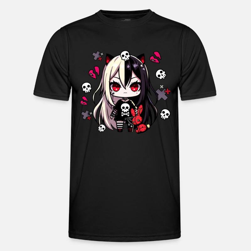Chibi Kawaii Emo Pastel Goth Fille Anime T-shirt sport Homme
