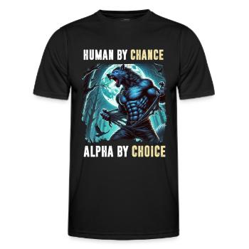 Humain Par hasard Alpha Par choix Loup-garou - T-shirt sport Homme - noir - Devant - AI Model Male 178 dark (178cm)