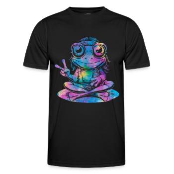 Friedenszeichen Dye Hippie Frog 60s - Männer Funktions-T-Shirt - Schwarz - Vorne - AI Model Male 178 dark (178cm)