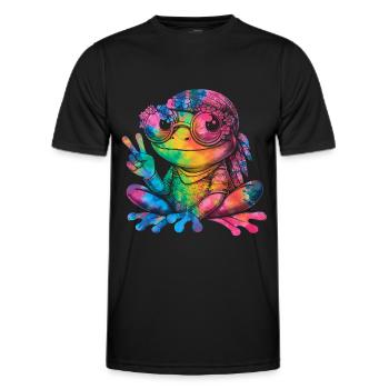 Friedenszeichen Dye Hippie Frog 60s - Männer Funktions-T-Shirt - Schwarz - Vorne - AI Model Male 178 dark (178cm)
