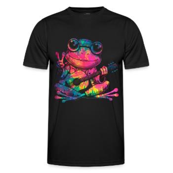 Friedenszeichen Dye Hippie Frog 60s - Männer Funktions-T-Shirt - Schwarz - Vorne - AI Model Male 178 dark (178cm)