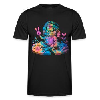 Friedenszeichen Dye Hippie Frog 60s - Männer Funktions-T-Shirt - Schwarz - Vorne - AI Model Male 178 dark (178cm)