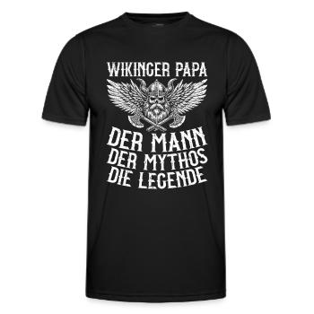 Wikinger Papa Vatertag Vaterschaft Elternteil - Männer Funktions-T-Shirt - Schwarz - Vorne - AI Model Male 178 dark (178cm)