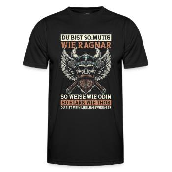 Wikinger Papa Vatertag Vaterschaft Elternteil - Männer Funktions-T-Shirt - Schwarz - Vorne - AI Model Male 178 dark (178cm)