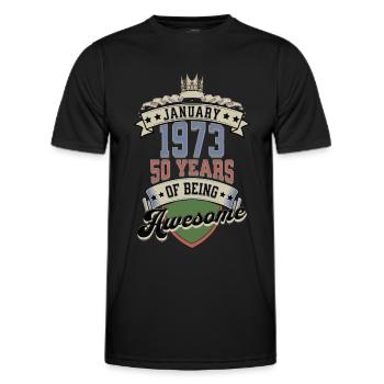 Cadeau d’anniversaire homme 50 ans Janvier 1973 - T-shirt sport Homme - noir - Devant - AI Model Male 178 dark (178cm)