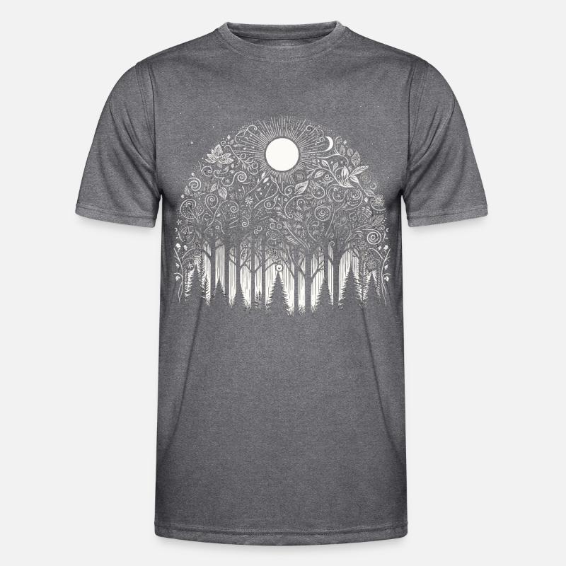 Verschlungenes Waldmuster Wald Silhouette Männer Funktions-T-Shirt