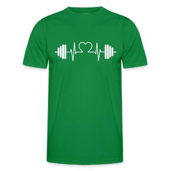 Barbell dumbbell heartbeat - Men's Functional T-Shirt - kelly green - Front - AI Model Male 178 dark (178cm)