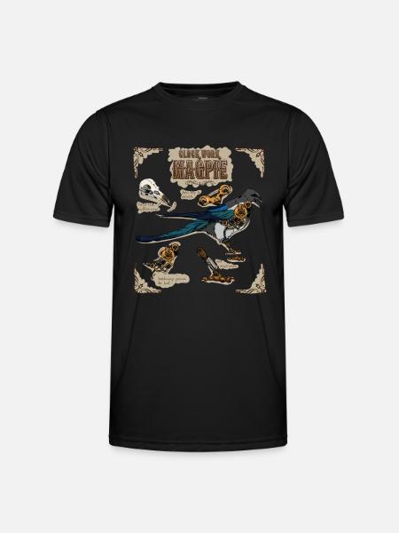 Steampunk Clockwork Magpie - Men's Functional T-Shirt - black