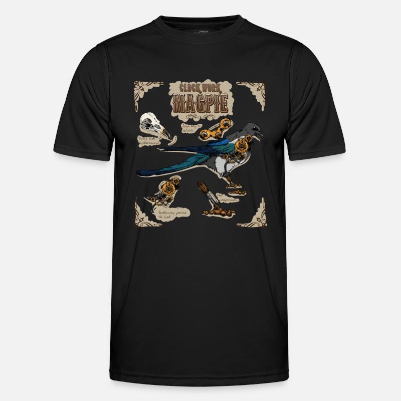 Steampunk Clockwork Magpie - Men's Functional T-Shirt - black
