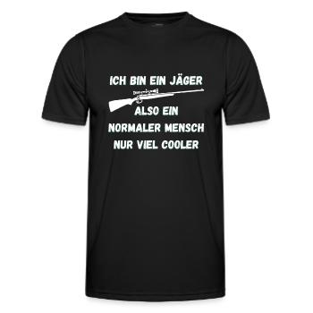 Jäger Mensch Jagen - Männer Funktions-T-Shirt - Schwarz - Vorne - AI Model Male 178 dark (178cm)