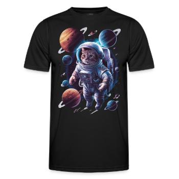 Weltraum Katzen Abenteuer Erkundung - Männer Funktions-T-Shirt - Schwarz - Vorne - AI Model Male 178 dark (178cm)