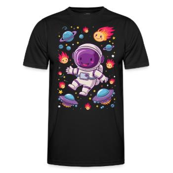 Aventure spatiale avec un astronaute drôle - T-shirt sport Homme - noir - Devant - AI Model Male 178 dark (178cm)
