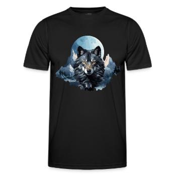 Wolfs Design im Polygon Style - Männer Funktions-T-Shirt - Schwarz - Vorne - AI Model Male 178 dark (178cm)