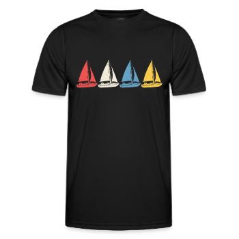 retro sailing captain sail t-shirt sailboat - Men's Functional T-Shirt - black - Front - AI Model Male 178 dark (178cm)