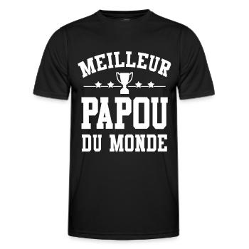 Cadeau Papou Meilleur Papou du Monde - T-shirt sport Homme - noir - Devant - AI Model Male 178 dark (178cm)