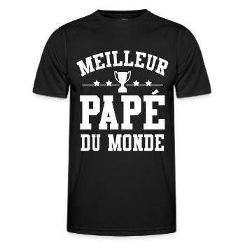 Cadeau Papé Meilleur Papé du Monde - T-shirt sport Homme - noir - Devant - AI Model Male 178 dark (178cm)